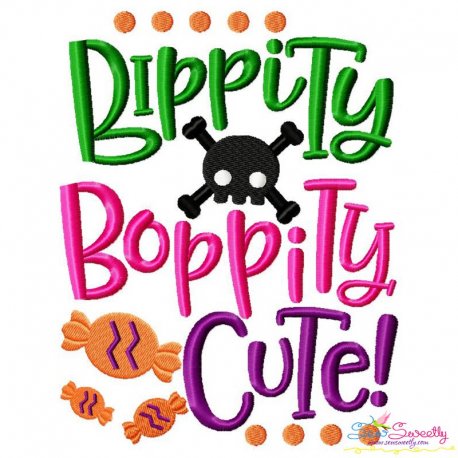 Bippity Bopppity Cute Halloween Lettering Embroidery Design Pattern