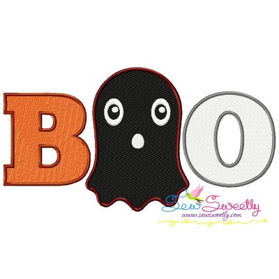 Boo Ghost Halloween Lettering Embroidery Design Pattern-1