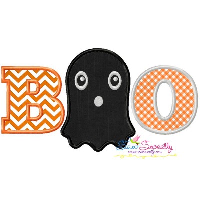 Boo Ghost Halloween Lettering Applique Design Pattern-1