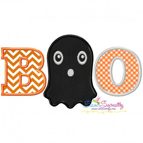 Boo Ghost Halloween Lettering Applique Design Pattern-1