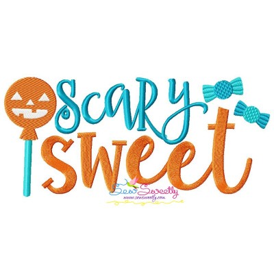 Scary Sweet Halloween Lettering Embroidery Design Pattern-1
