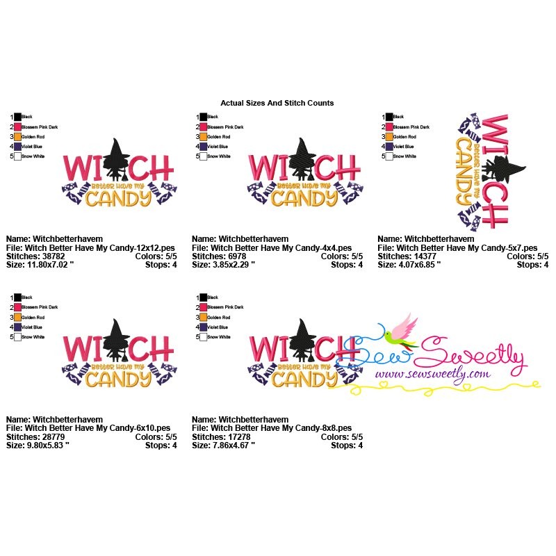 Witch Better Have My Candy Halloween Lettering Machine Embroidery Design