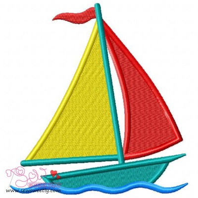 Sail Boat-2 Embroidery Design Pattern-1