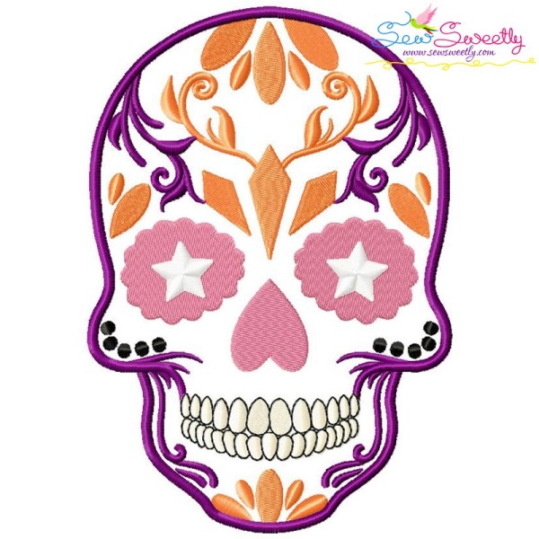 Sugar Skull-2 Halloween Embroidery Design Pattern-1