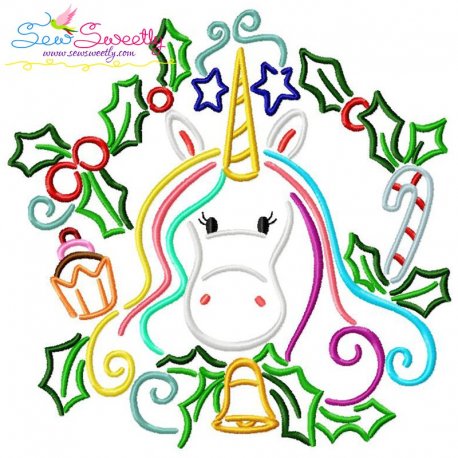 Christmas Unicorn Bell Embroidery Design Pattern