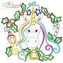 Christmas Unicorn Bell Embroidery Design Pattern-1