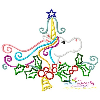 Christmas Unicorn Bell-2 Embroidery Design Pattern-1