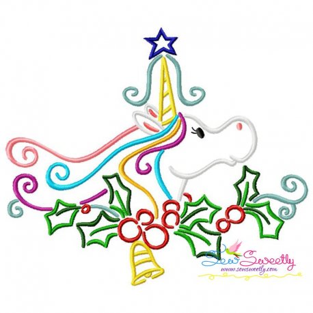Christmas Unicorn Bell-2 Embroidery Design Pattern