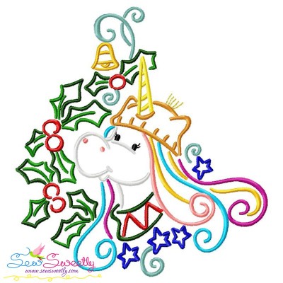 Christmas Unicorn Winter Hat Embroidery Design Pattern-1