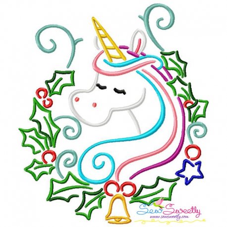 Christmas Unicorn Bell-3 Embroidery Design Pattern