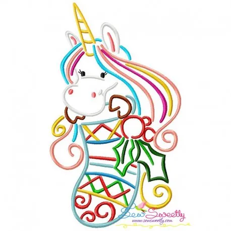Christmas Unicorn Stocking Embroidery Design Pattern