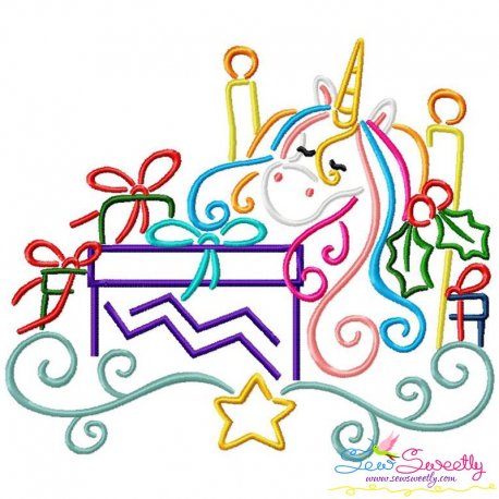 Christmas Unicorn Gifts Embroidery Design Pattern