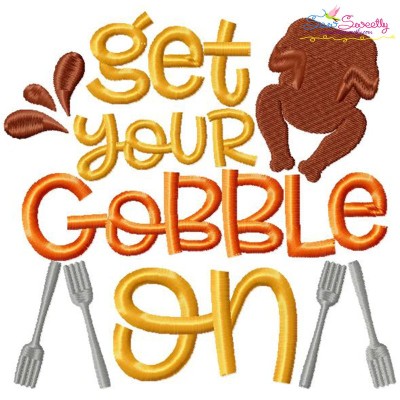 Get Your Gobble On Lettering Embroidery Design Pattern-1