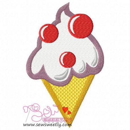 Ice Cream Cone Embroidery Design- 1