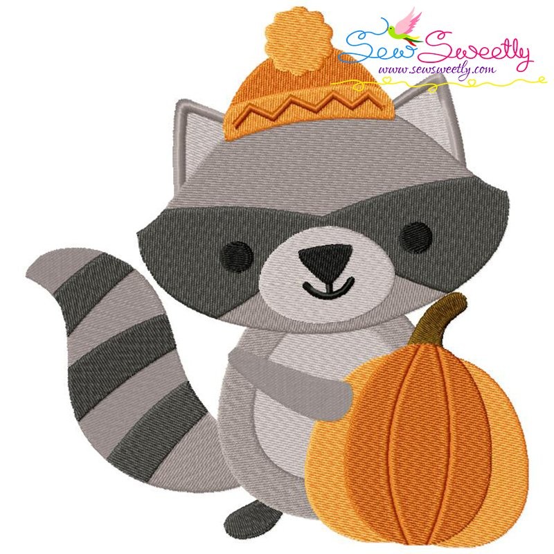 Fall Raccoon Patterns Cute Fall Raccoon Embroidery Design Pattern