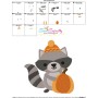 Cute Fall Raccoon Embroidery Design Pattern-4