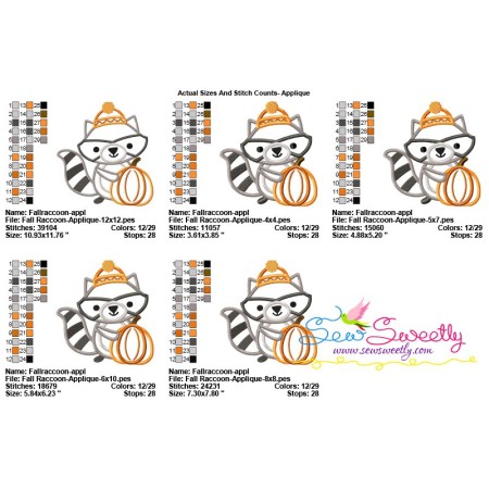 Fall Raccoon Patterns Cute Fall Raccoon Applique Design Pattern