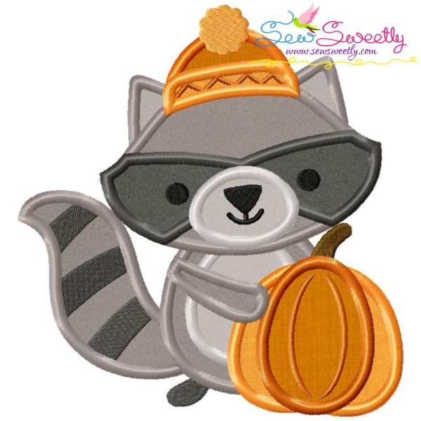 Cute Fall Raccoon Applique Design Pattern-1