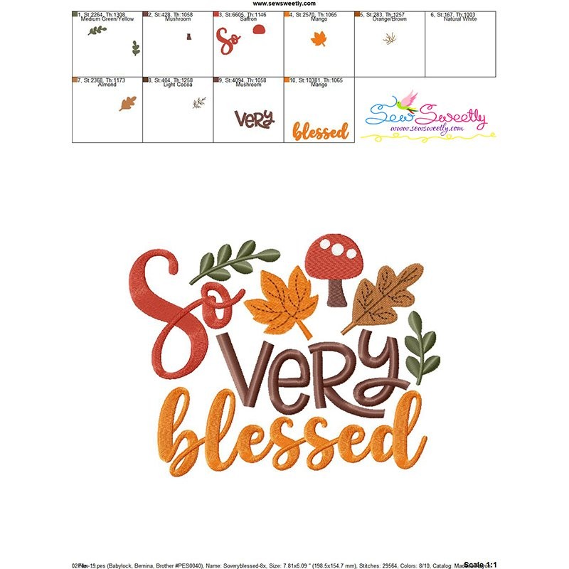 So Very Blessed Lettering Embroidery Design Pattern