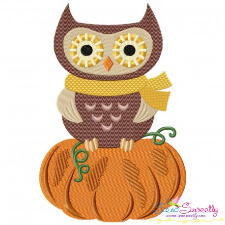 Owl on Pumpkin Embroidery Design Pattern-1