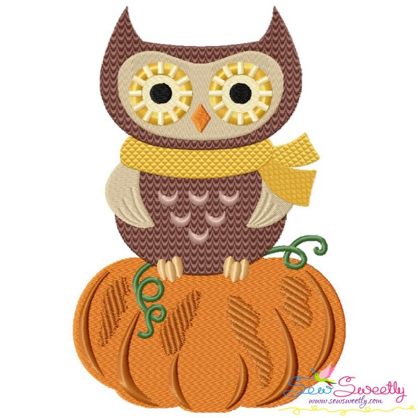 Owl on Pumpkin Embroidery Design Pattern-1