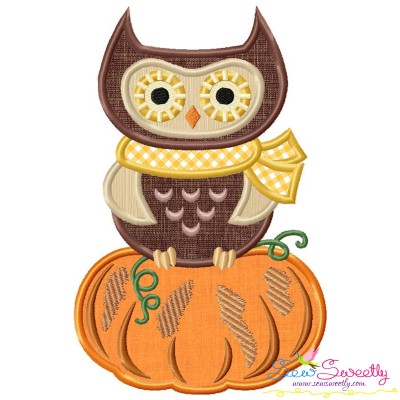 Owl on Pumpkin Applique Design Pattern-1