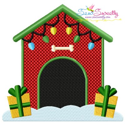 Free Christmas Dog House Embroidery Design Pattern-1