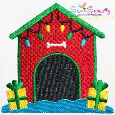 Christmas Dog House Embroidery Design Pattern-1