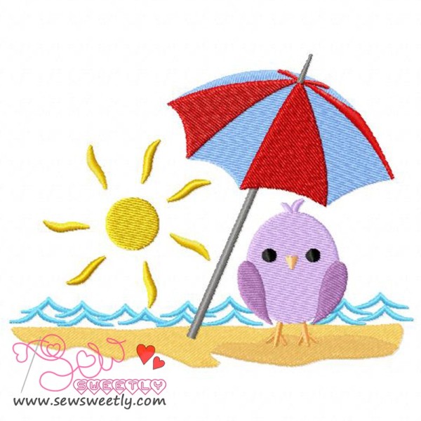 Bird On The Beach Embroidery Design Pattern-1