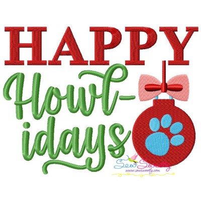 Happy Howl - idays Lettering Embroidery Design Pattern-1