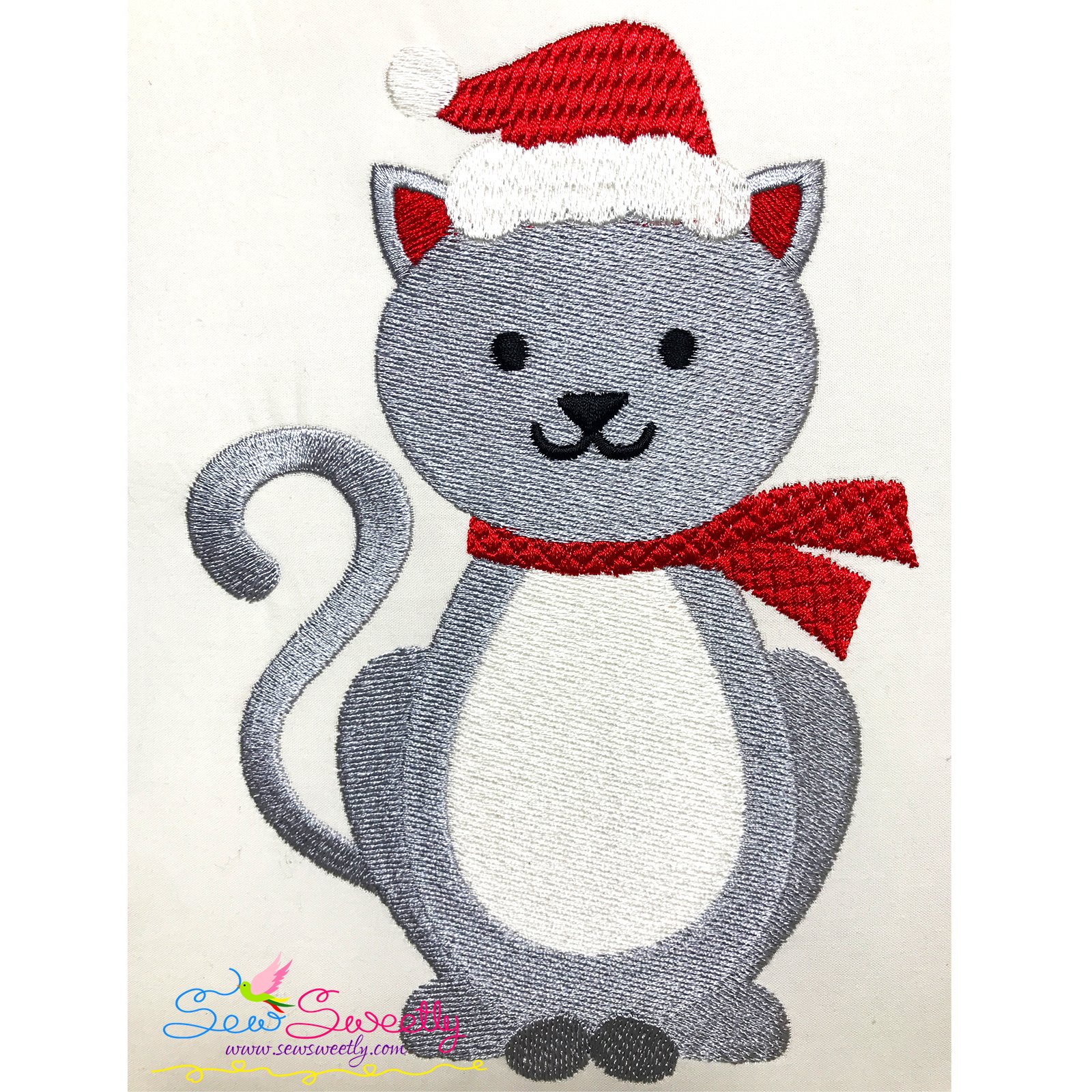 Christmas Cat Embroidery Design | Sew Sweetly