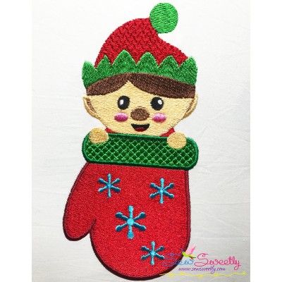 Elf Stocking- Peeker Embroidery Design Pattern-1