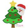 Santa Christmas Tree Peeker Embroidery Design Pattern-2