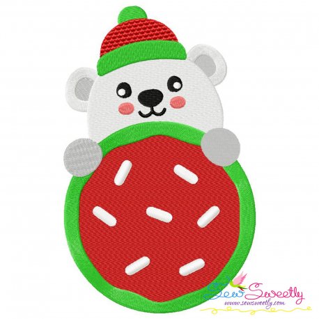 Polar Bear Cookie- Peeker Embroidery Design- 1