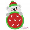 Peeking Polar Bear With Cookie Embroidery Design- 1