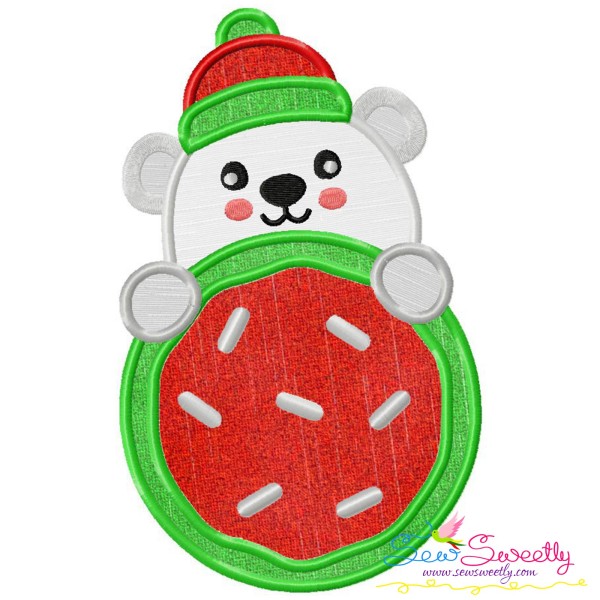 Peeking Polar Bear With Cookie Applique Design Pattern-1