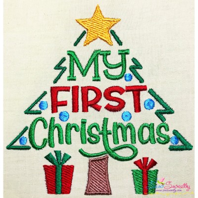 My First Christmas Lettering Embroidery Design Pattern-1