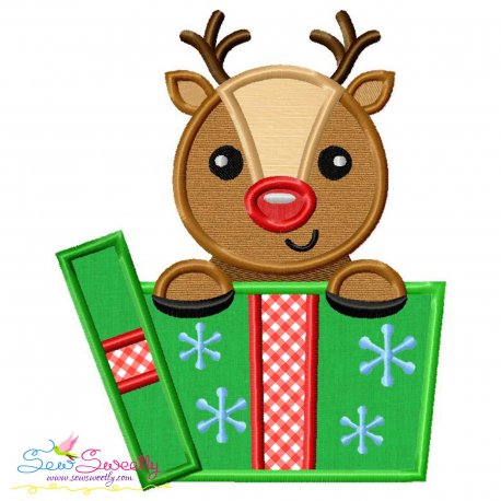 Reindeer Gift Peeker Applique Design Pattern-1