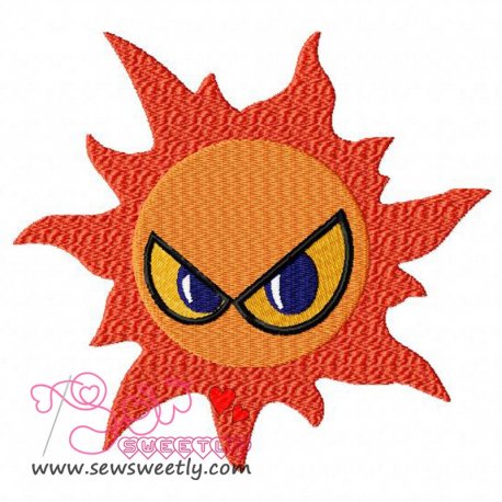 Angry Sun Embroidery Design- 1