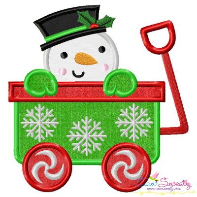 Snowman Wagon- Peeker Applique Design Pattern-1