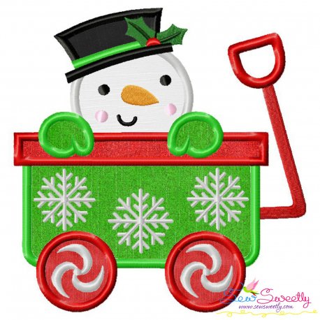 Snowman Wagon- Peeker Applique Design Pattern