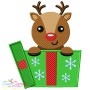 Reindeer Gift Peeker Embroidery Design Pattern-2