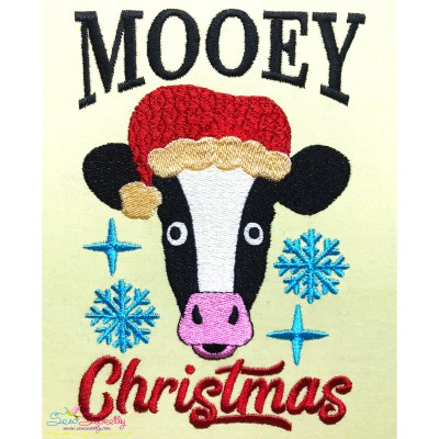 Mooey Christmas Cow Embroidery Design Pattern-1