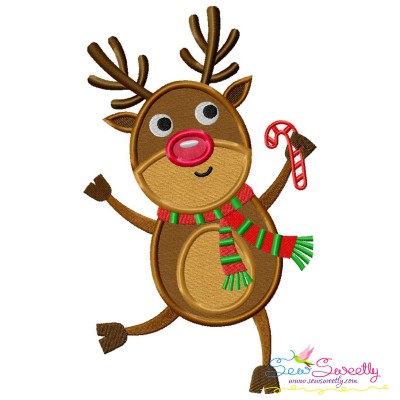 Dancing Reindeer With Candy Cane Applique Design Pattern-1