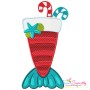 Christmas Mermaid Drink Embroidery Design Pattern-1