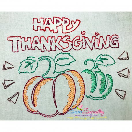 Color Work Happy Thanksgiving Pumpkins Bean/Vintage Stitch Machine Embroidery Design- 1