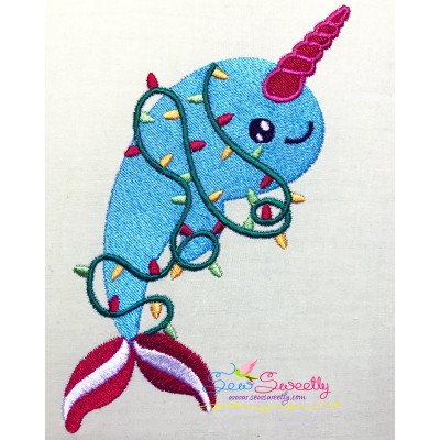 Christmas Narwhal Whale Embroidery Design Pattern-1