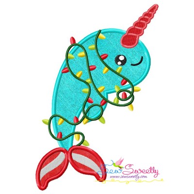Christmas Narwhal Whale Applique Design Pattern-1