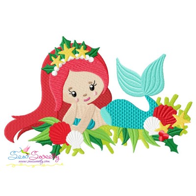 Christmas Mermaid-1 Embroidery Design Pattern-1