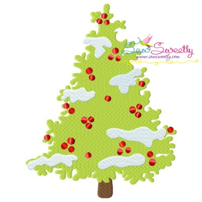 Christmas Tree Snow Embroidery Design Pattern-1